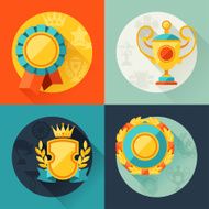 Backgrounds with trophy and awards in flat design style