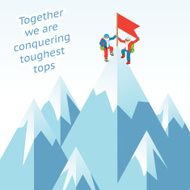 Synergy concept Business mountain climbing in partnership