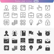 Business and office line icon set