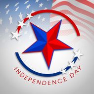 Star in national flag colors on American waving background