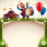 Clown and Circus Tent with Scroll N2