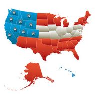 USA map with flag colors