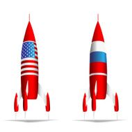 space rocket with flags