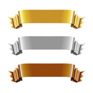 Set of Gold Silver and Bronze Ribbons N3