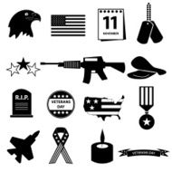 american veterans day celebration icons set eps10 N2