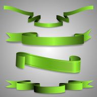 Set of 3D Paper Cut Curled Ribbons Clip-Art