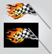 Racing Flag with Flames