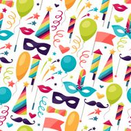 Celebration seamless pattern with carnival icons and objects