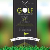 Classy Golf tournament invitation design template on bokeh