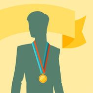 Silhouette of man with premium medal