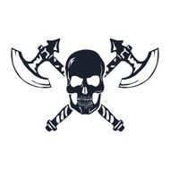 Skull with Crossed Axes isolated on white Vector N3
