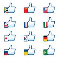 social media like icon with different nationality