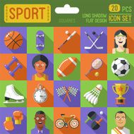 Sport squares icon set Long shadow flat design Vector illustration