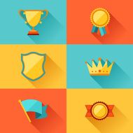 Trophy and awards in flat design style N3