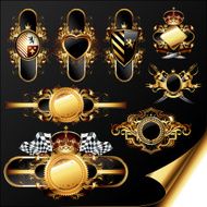 set of ornamental golden labels