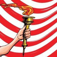 Olympic torch held high