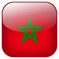Morocco national flag square button isolated on white background
