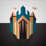 Cartoon castle drawn in perspective Icon N2