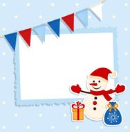 Christmas card with festive flags and snowman