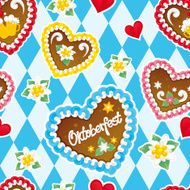 Oktoberfest Gingerbread Hearts Seamless Pattern