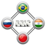 BRIC Countries Buttons Brazil Russia India China