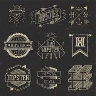 Vintage hand drawn hipster labels set 2 on dark N2