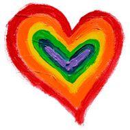 Gay and LGBT rainbow colors heart Handmade Textured N3