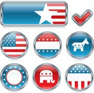 USA election campaign badges and banner