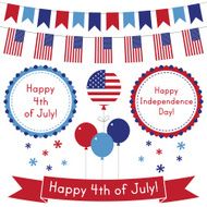 4th of July design elements set