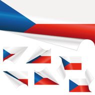 Czech Flags behind Curled Paper
