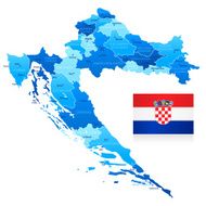 Map of Croatia - states cities and flag