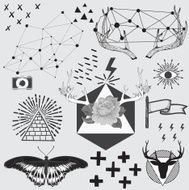 Vintage hipster hand drawn design elements set Vector illustrat N2