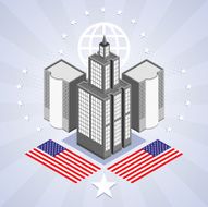Usa flag and skyscrapers
