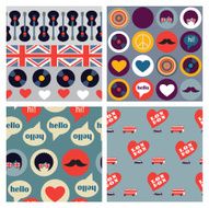set of vector seamless british hipster patterns