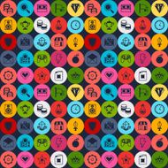 Seamless pattern with game icons in flat design style N3