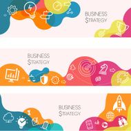 Business Strategy Banners And Relevant Icon Set N9