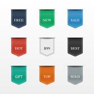 Vector set bookmarks Collection stickers price tags Sale free new N2