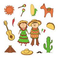 Mexican icon vector set N2