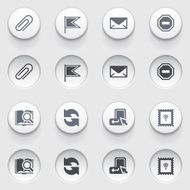 E-mail web icons on white buttons Set 2