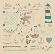 set cute sea objects collection N5