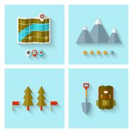 Camping adventure icons set (flat design) N7