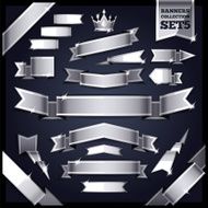 Silver Ribbons Banners Collection Set5