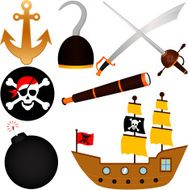 Cute vector Icons theme Pirate Elements