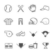 Baseball Sport Icons Vector with White Background