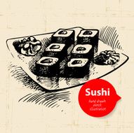 Hand drawn sushi illustration N4