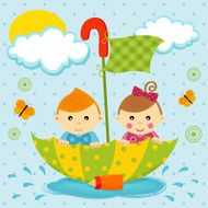 Boy and girl on the umbrella N2