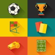 Soccer (football) icon set in flat design style
