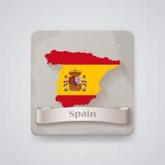 Icon of Spain map with flag Vector illustration
