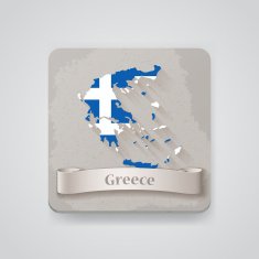 Icon of Greece map with flag Vector illustration