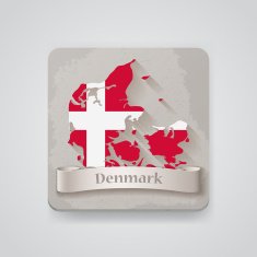Icon of Denmark map with flag Vector illustration